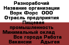 Разнорабочий › Название организации ­ Ворк Форс, ООО › Отрасль предприятия ­ Пищевая промышленность › Минимальный оклад ­ 27 000 - Все города Работа » Вакансии   . Адыгея респ.,Адыгейск г.